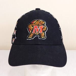 Maryland Terrapins All Over Print Hat Adjustable ML Caps Black Logo Pattern